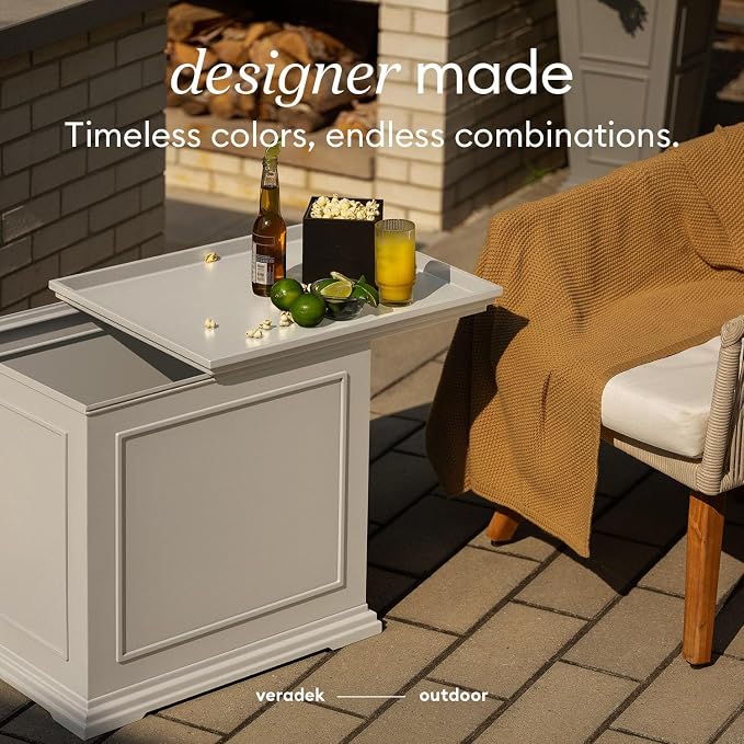 Veradek Brixton Tray Table - 2-in-1 Outdoor Side Table with Storage and Tray for Patio/Porch | Durable All-Weather Resistant | Classic & Functional
