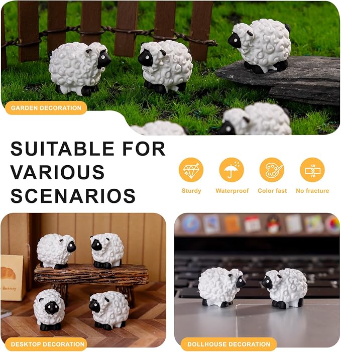 60 pcs Mini Resin Sheep Many Styles Variety Tiny Animals Figures Miniature Little Small Animal Figurines Bulk for Micro Fairy Garden Landscape Accessories Hide Crafts Decor Aquarium