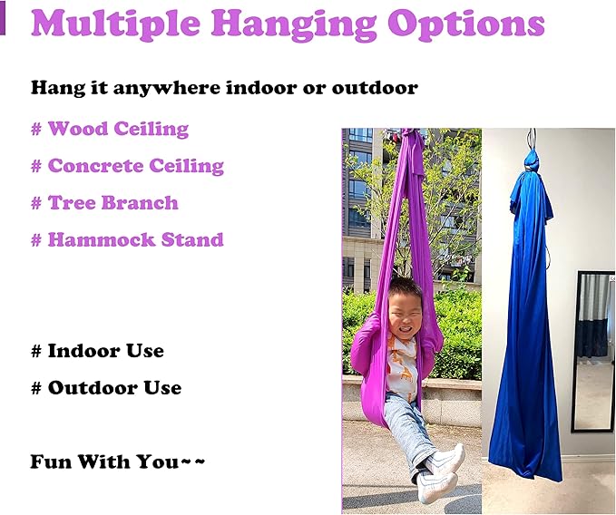 Adjustable Sensory Swing and Cuddle Swing for Indoor&Outdoor Kids Use Therapy Swing Hammock for Child with Hardware (Purple)…