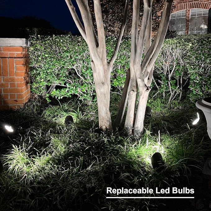GOODSMANN Low Voltage Spot Light Landscape Lighting 8 PK 5W LED 6500K for Outdoor Lighting with Metal Spike and Connector Garden, Pathway, and Driveway 9121-16102-08A