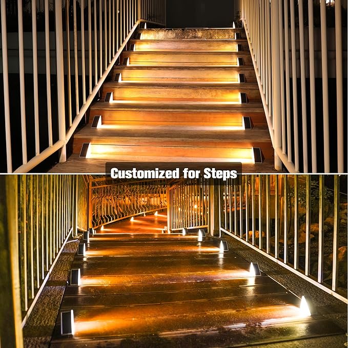 VOLISUN Solar Step Lights for Outside 16 Pack, Solar Stair Lights Outdoor Waterproof IP67,28 LED,240 LM,1200 mAH Outdoor Step Light,Outdoor Decor for Garden Stair, Deck, Front Step, Porch,and Patio