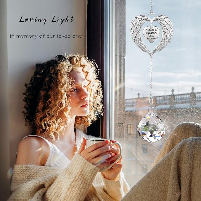 Memorial Sympathy Gifts for Loss of Loved One, in Memory of Loved One Gifts, Bereavement Remembrance Grief Gift for Loss of Mom Husband Son Daughter Dog, Christmas Memorial Suncatcher