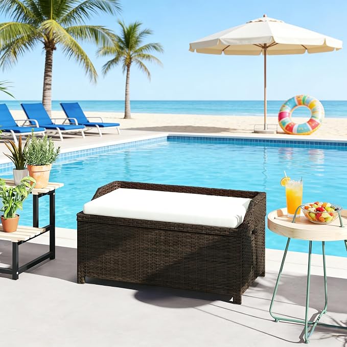 Storage Box,Outdoor Wicker Storage Bench