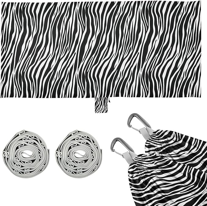 Camping Hammock Outdoor Hammocks for Outside White Black Zebra-Stripe Beach Trees Portable Lightweight with Pockets Tree Straps Indoor