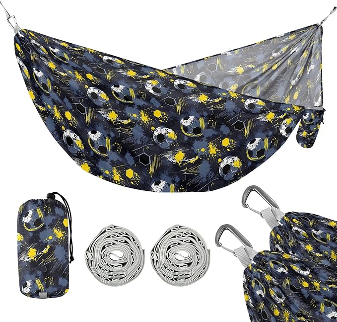 Camping Hammock Outdoor Hammocks for Outside Grunge Football Beach Trees Portable Lightweight with Pockets Tree Straps Indoor