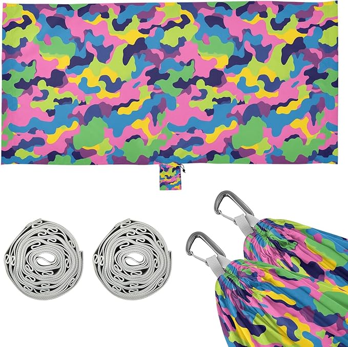 Portable Single Hammock Colorful Camouflage Pattern Garden Yard Outdoor Hammocks