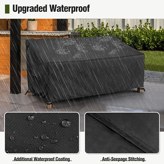 MR. COVER 3-Seater Outdoor Couch Cover Waterproof, 80 Inch Patio Furniture Cover for Sofa, Heavy Duty Polyester & Double-Stitched Seams, Classic Black