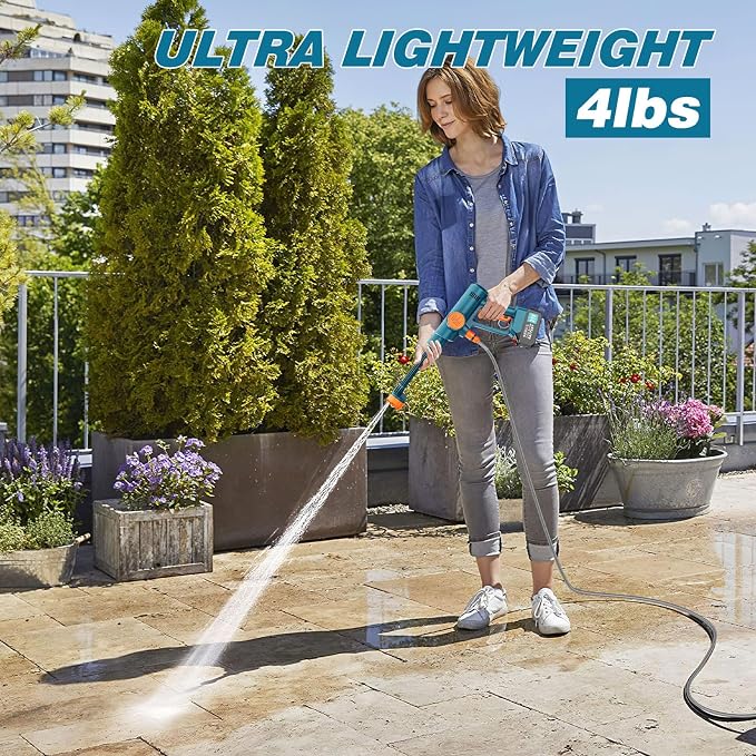 6000mAh Portable Cordless Washer, Brushless Battery Operated, Handheld Car Washer with 6-in-1 Nozzle Battery Charger,Lightweight Washer Cleaning Tool with Foam Pot for Patio Boat Fence