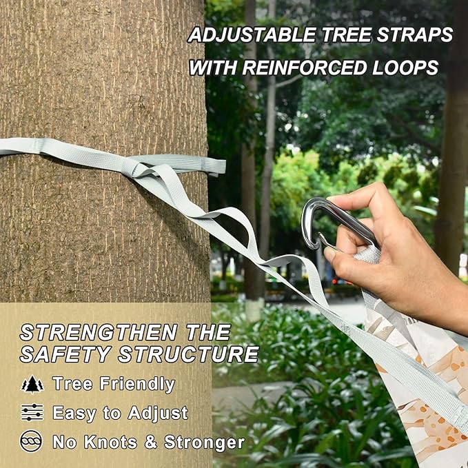 Camping Hammock Outdoor Hammocks for Outside Giraffe Tree Beach Trees Portable Lightweight with Pockets Tree Straps Indoor