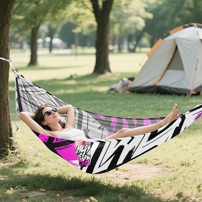 Graffiti Inspired Hammocks with Tree Straps Swing Hammock for Indoor Outdoor Patio