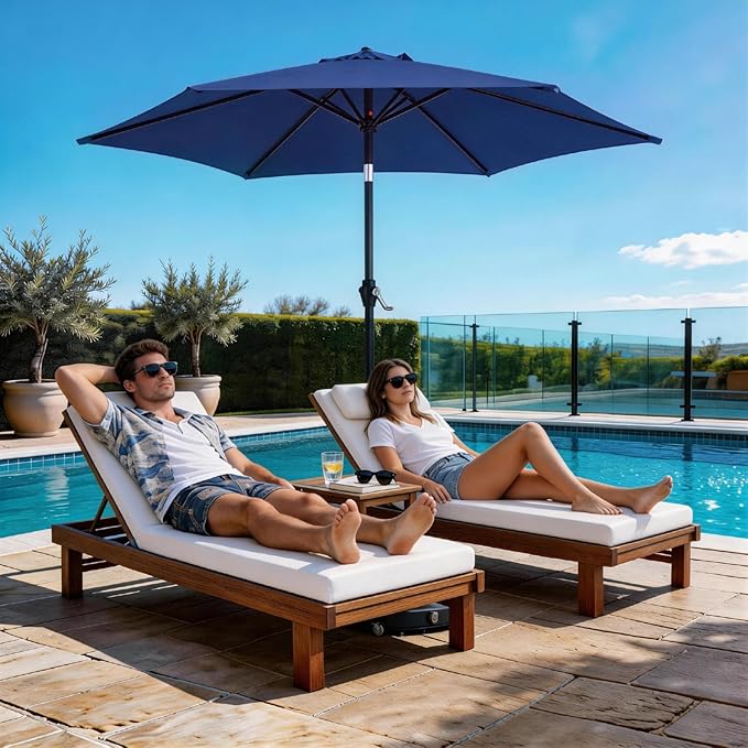 Outdoor Patio Umbrella, 7.5ft Sun Umbrella with Tilt Adjustment and Crank, 6 Ribs Outdoor Umbrellas for Patio, Deck, Garden，Yard, Poolside