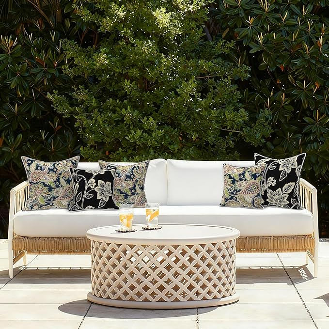 LVTXIII Set of 2 Patio Throw Pillows Waterproof 20"x20" Fade Resistant Outdoor Throw Pillows with Inserts, Decorative Garden Toss Pillow Cushions for Home Patio Sofa Use, Paisley Sapphire Blue
