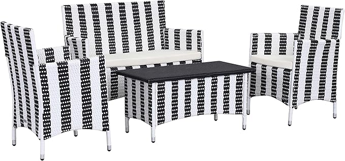 Safavieh Outdoor Collection Figueroa Black and White 4-Piece Patio Set