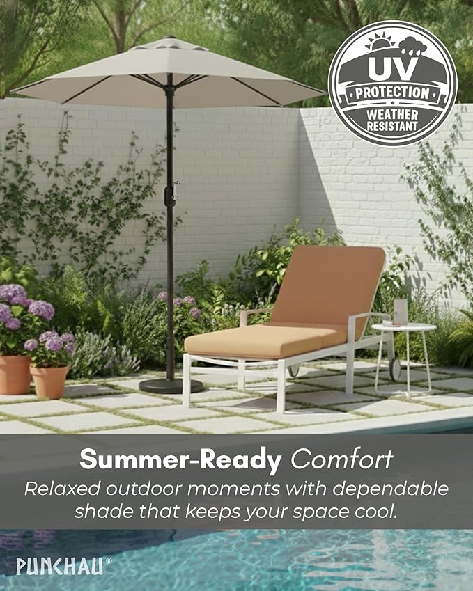 6 Ft Outdoor Patio Umbrella - Outdoor Umbrella for Patio, Pool, Table, Garden, Deck, & Beach - Easy Open/Close Crank and Push Button Tilt Adjustment - Beige Market Umbrellas