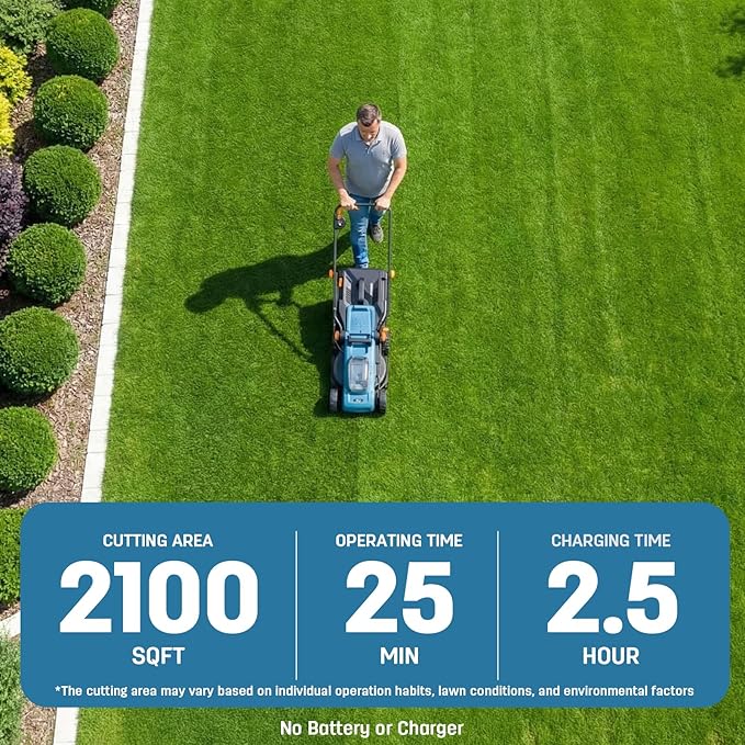 Cordless Electric Lawn Mower 13" Compatible with Makita 18V Battery, 2-in-1 Brushless Push Mower with 4-Position Height Adjustment, Lightweight for Small Yards (Tool Only)