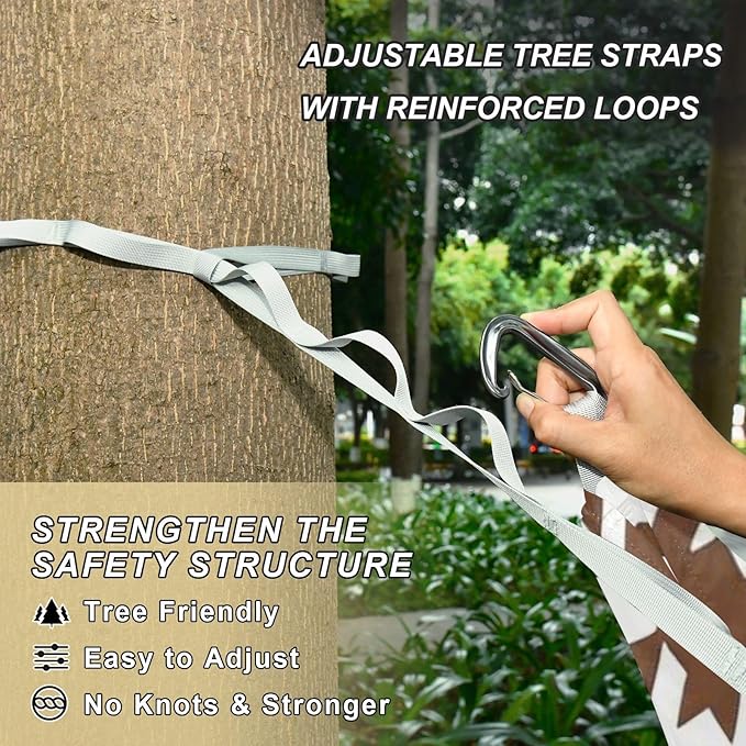 Classical Brown White Houndstooth Khaki 330lb Capacity Hammocks with Tree Straps Portable Hammock for Outside Patio Backyard Poolside accesorios para campamento