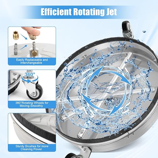 Dollate 15" Pressure Washer Surface Cleaner,for 2200-4000 PSI Pressure Washer 4GPM Maximum Flow,2 Replace Nozzles Power Washer Attachment for Concrete, Patio, Deck Cleaning