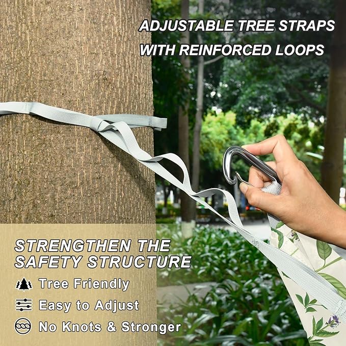 Camping Hammock Outdoor Hammocks for Outside Herbal Herbaceous Beach Trees Portable Lightweight with Pockets Tree Straps Indoor