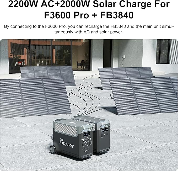 FOSSiBOT F3600 Extended battery FB3840 LiFePO4 upgraded version 3840Wh Capacity Expandable Up to 11520Wh Power Station, Quick Charge, Additional Battery for Home, Emergency Power, Camping Trips