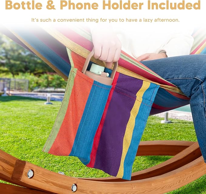 SUNCREAT Portable Hammock with Stand, Two Person Hammock with Stand Included, Rainbow