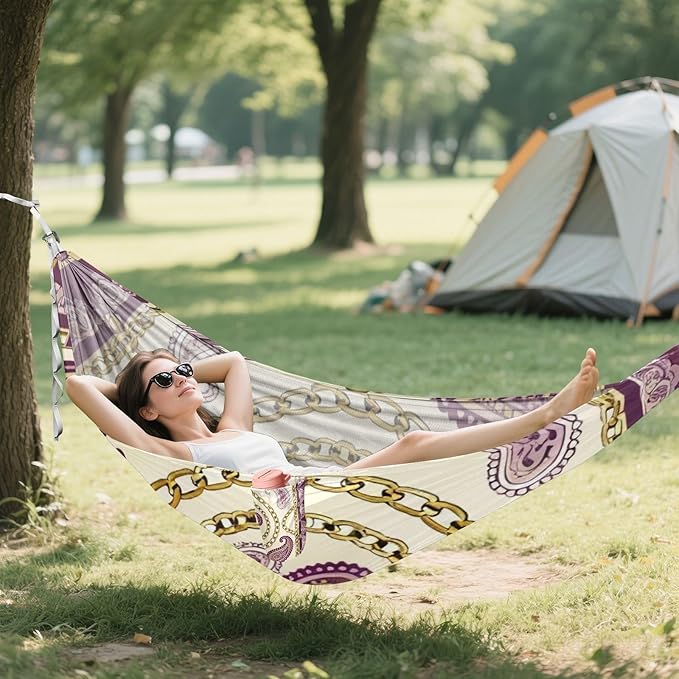 Chain and Paisley Hammocks for Camping with Portabl Carry Bag Portable Hammock Indoor Outdoor Patio