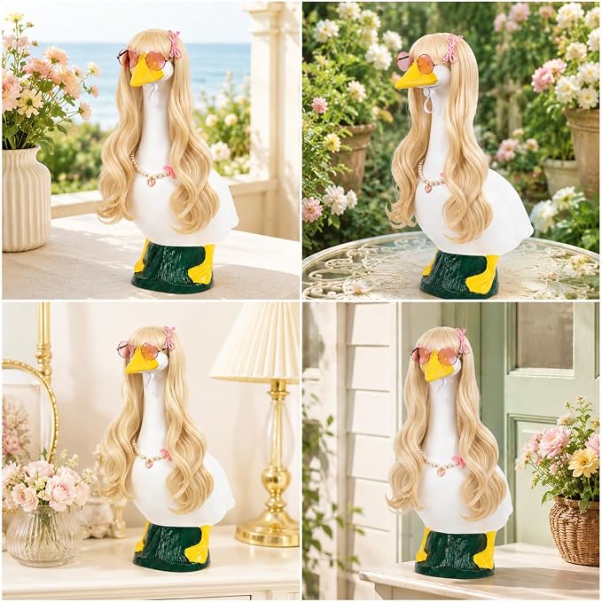 4Pcs Porch Goose Wigs Set Porch Goose Outfits Accessories for Outdoor Statue Accessories Garden Patio Yard Goosey Decoration (1PCS Wigs)