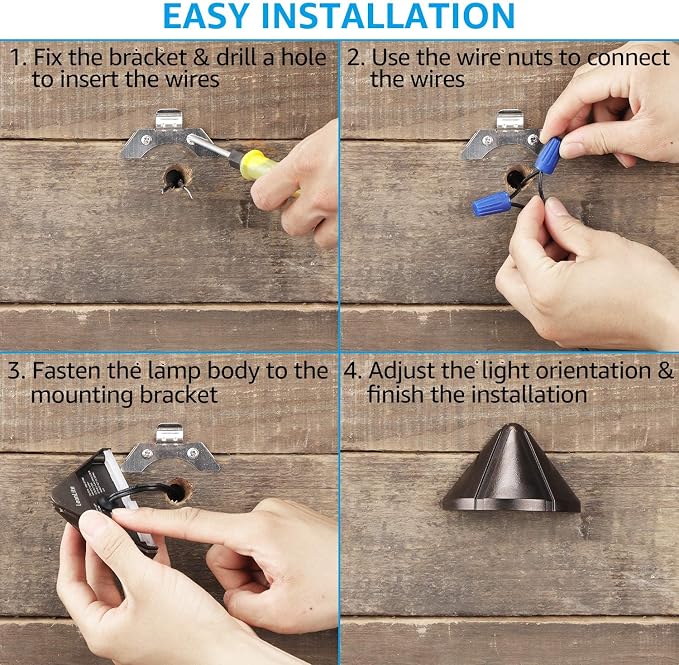 LEONLITE 4-Pack 4000K Low Voltage LED Deck Light Triangle Oil Rubbed Bronze | 12V Stair Railing Light, Outdoor Landscape Step Fence Light, IP65, UL Listed , Aluminum, Cool White
