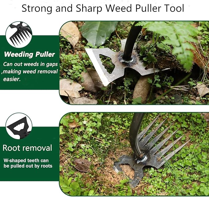 Weed Puller Gardening Hand Weeder Tools,Portable Artifact Uprooting Weeding 6 Teethes Manganese Steel Weed Removal Dual Purpose Manual Hand Pulling Tool for Lawn Garden (Orange)
