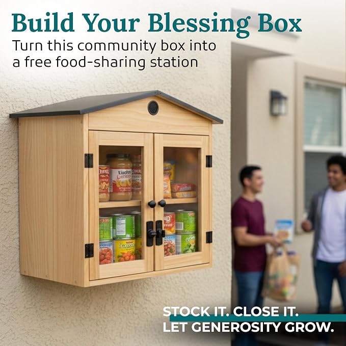 HAVLYN Little Library Box Outdoor Kit – Solid Wood Free Little Library with Metal Roof – Weather Resistant Blessing Box for Community Sharing