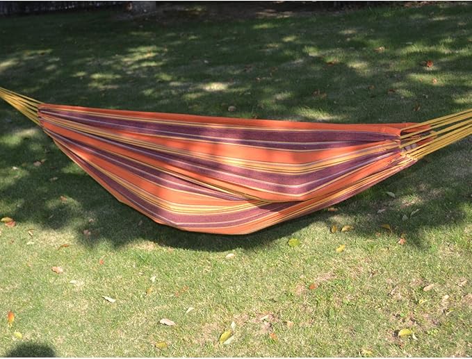 79" 55" Hammock Double Size Quilted Fabric Sleep Bed W/Pillow-Stripe-Purple-Orange