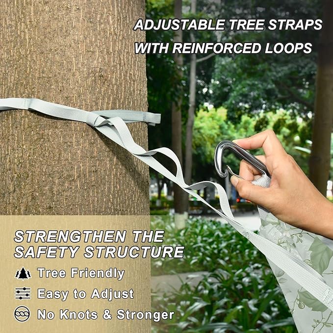Camping Hammock Outdoor Hammocks for Outside White Rose Flower Light Green Beach Trees Portable Lightweight with Pockets Tree Straps Indoor