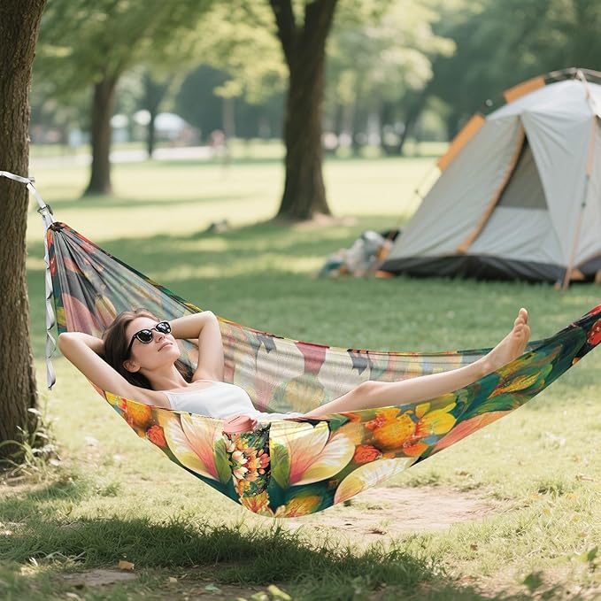 Boho Mandala Flowers Colorful 330lb Capacity Hammocks with Hanging Rope Backyard Hammock for Indoor Outdoor Patio soporte para hamacas para adultos