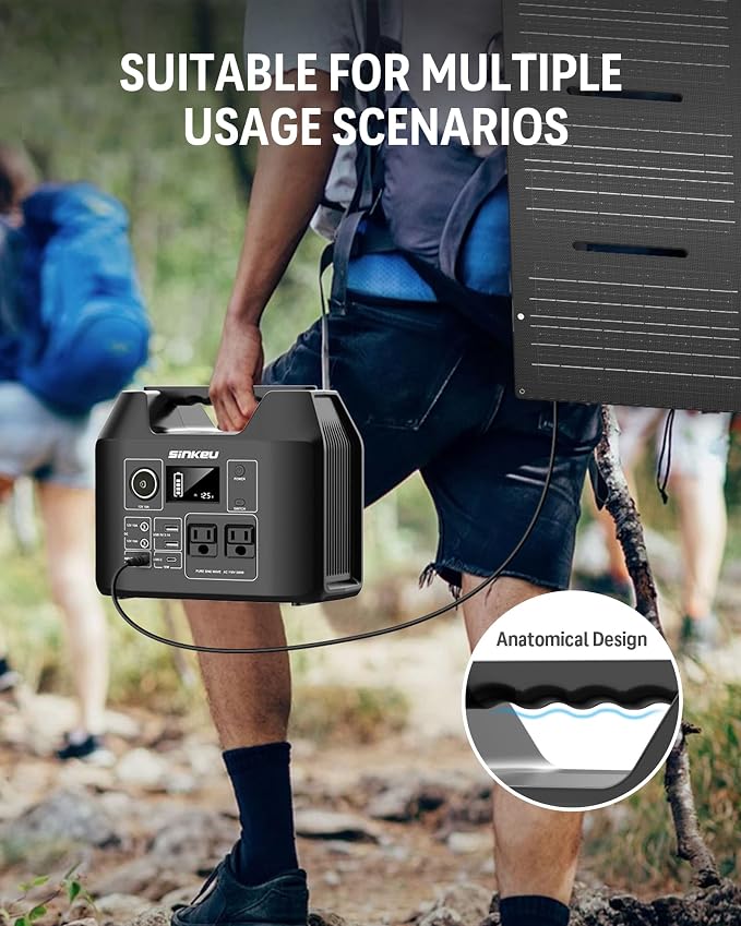 Portable Solar Generator, 300W Portable Power Station with Foldable 60W Solar Panel, 110V Pure Sine Wave 280Wh Lithium Battery Pack with USB DC AC Outlet for Home Use RV Van Outdoor Camping