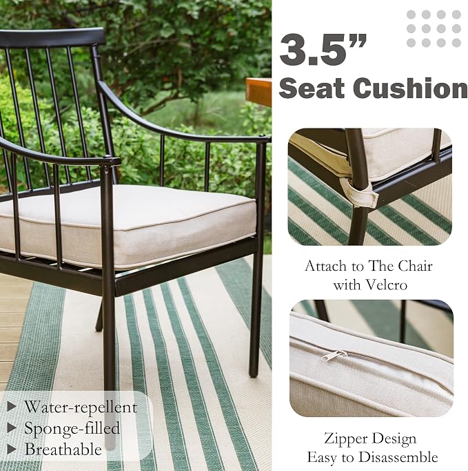 Sophia & William 7-Piece Patio Dining Set, Chairs, Straight Legs Chairs | Cushions, Umbrella Hole, 300 lbs Chair Capacity