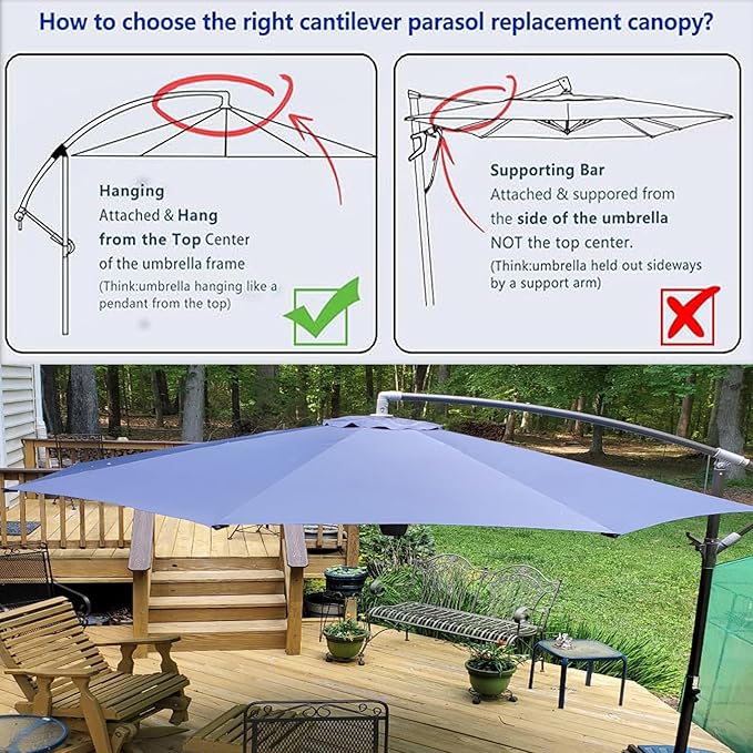 10FT 9FT 8FT Patio Umbrella Replacement Canopy, For 6/8 Ribs Market and Table Umbrella Top, UV Protection,Canopy Only