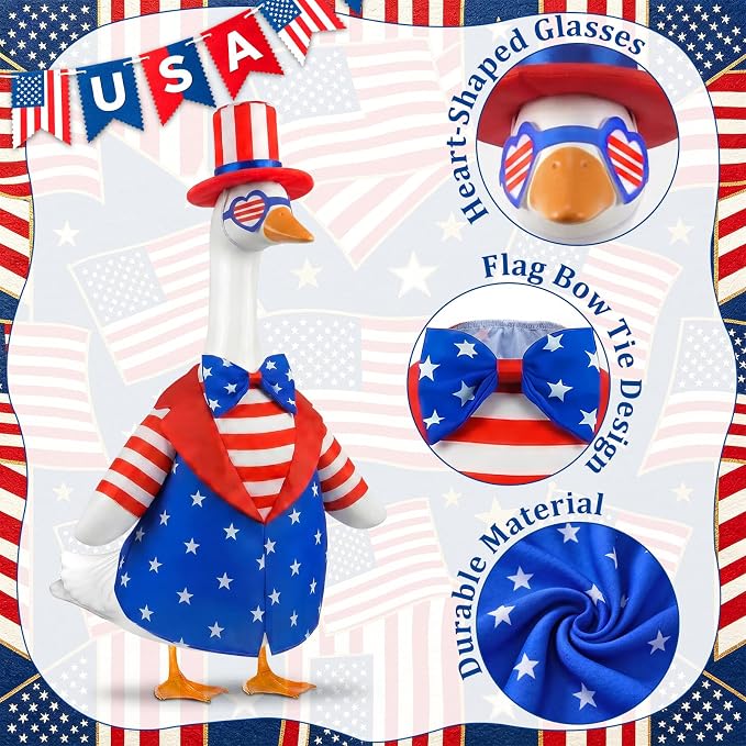 4th of July Goose Outfit with American Flag Patriotic Porch Goose Costume