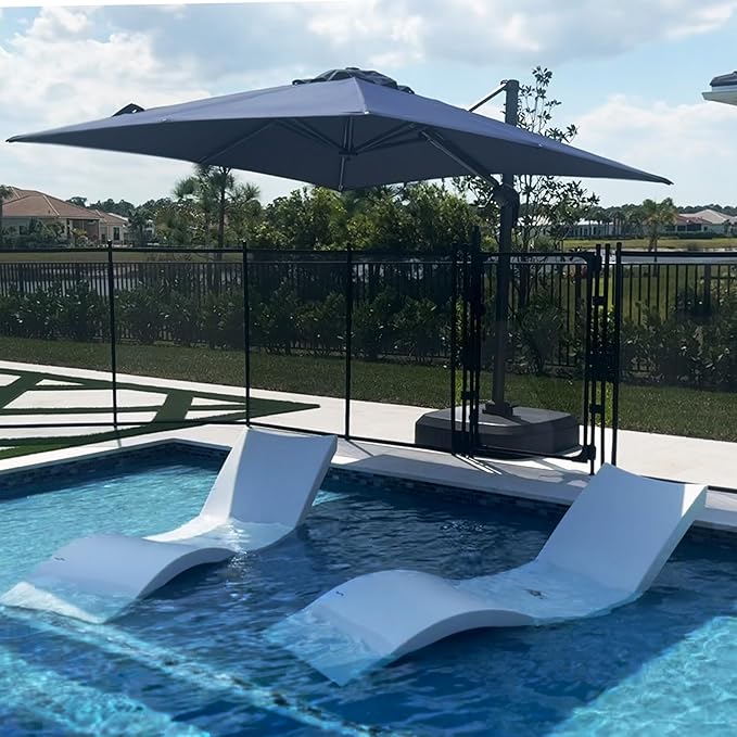 PURPLE LEAF 8' X 8' Patio Umbrella for Pool 7' High Offset Outdoor Cantilever Umbrella Swimming Pool Umbrella with 360°Rotation for Poolside Navy Blue