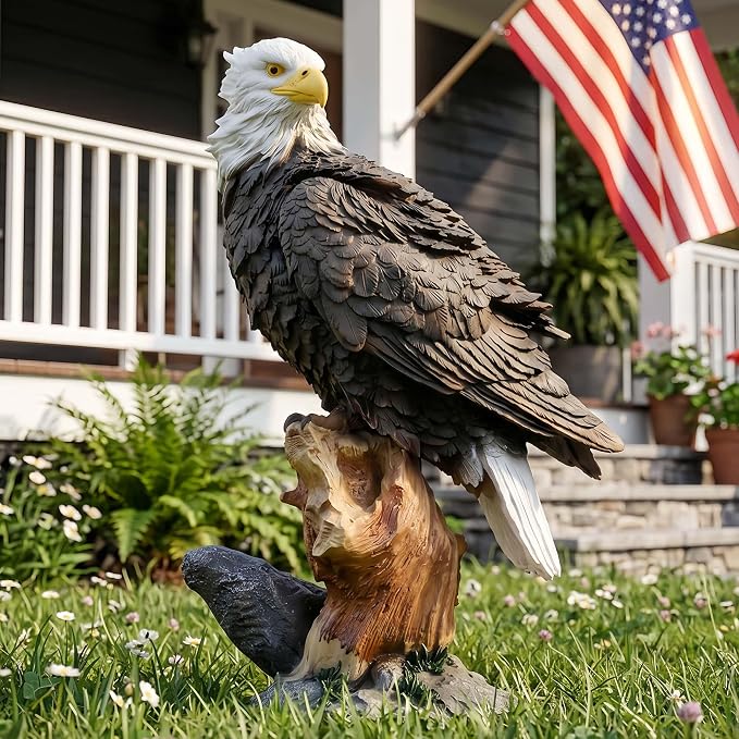 13.2" Real Eagle Outdoor Sculpture,Funny Bird Statue,Garden Beach Statue Decorations,Resin Animal Seabird Ornaments,Coastal Beach Decor,Patio Decor for Table Statues for Garden,Lawn,Yard