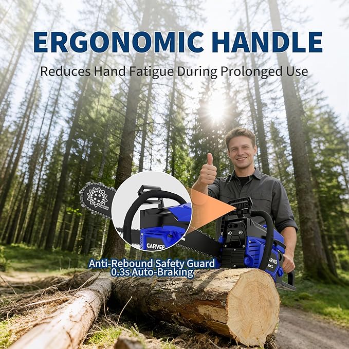 IDEALHOUSE Gas Chainsaws, 20 Inch Gas Powered Chainsaw, 52CC 2-Stroke Top Handle Chainsaw, Ergonomic Non-Slip Handle and Dual Fuel Tanks, Quick Start, for Tree Pruning Wood Cutting Yard Maintenance
