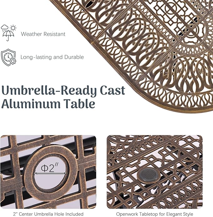 Redlife 9-Piece Cast Aluminum Outdoor Dining Set, 86" Oval Patio Table with Umbrella Hole, 2 Swivel Rocker Chairs & 6 Stackable Chairs with Cushions, Lattice Backrest, All-Weather Waterproof