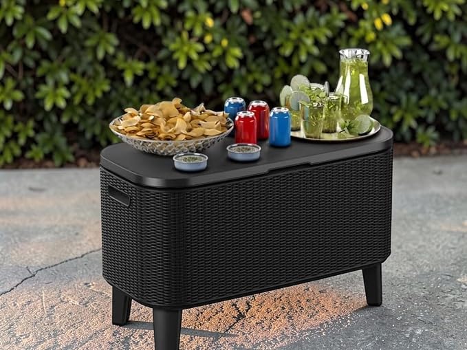 Bevy Bar 2-in-1 Pop-Up Table and Cooler, Outdoor Patio Bar with Built-in Ice Chest (Gray)