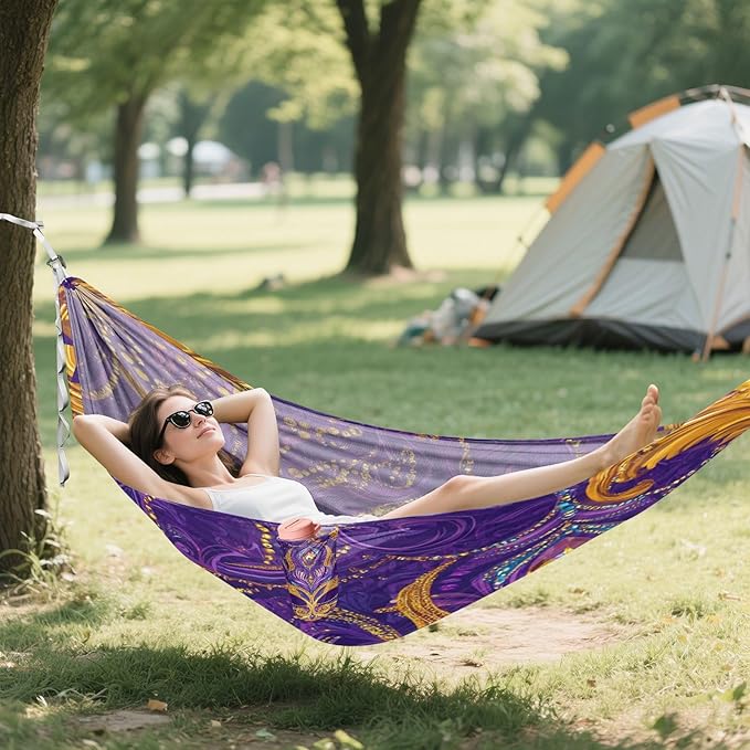 Mardi Gras Carnival Jewelry Outdoor Hammock with Tree Straps Tree Hammock for Outside Beach Patio Garden