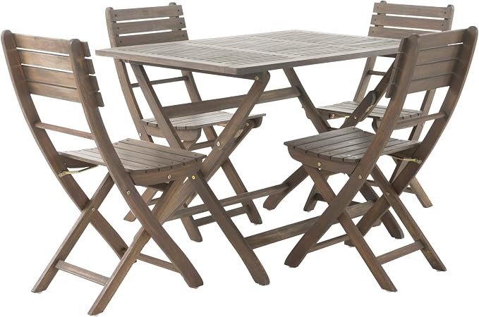 Christopher Knight Home Positano Outdoor Acacia Wood Foldable Dining Set, Grey Finish