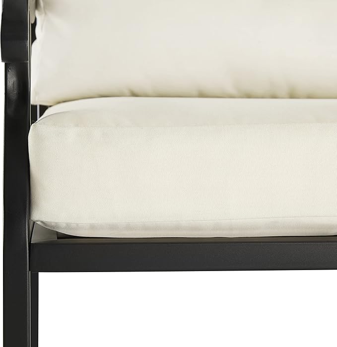 Crosley Furniture Alistair 4-Piece Outdoor Loveseat Patio Furniture Set, Conversation Sets for Porch, Deck, Matte Black with Creme Cushions