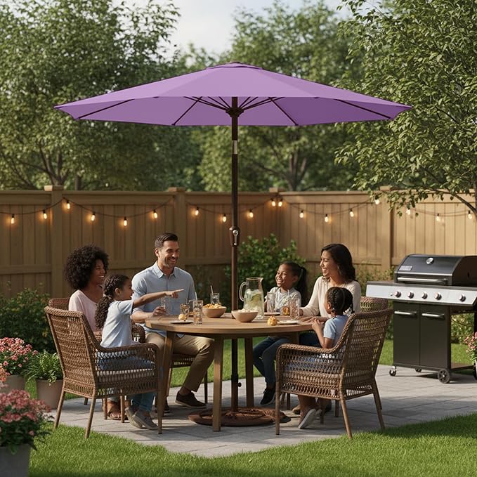 11FT Patio Umbrella, Outdoor Umbrella with with 8 Sturdy Fiberglass Ribs,Market Table Umbrella with Push Button Tilt and Crank,Suit for Backyard,Garden,Pool,Deck(Taro Purple)