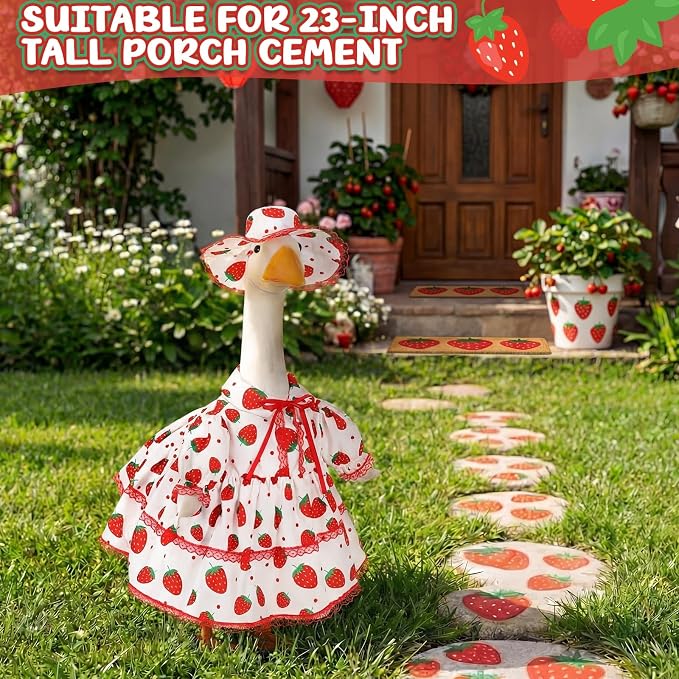 FuWeave Fall Porch Goose Outfit for Lawn Decor | Fits 23"/17" Lawn Plastic/Cement Statue Goose Costume Dress for Front Outdoor Courtyard Garden Patio Yard Decoration