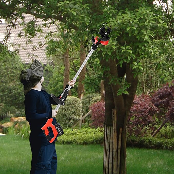 Cordless Weed Wacker Electric Weed Wacker, 21V Grass Trimmer with 2 * 1.5Ah Li-Ion Battery Powered, 3 in 1 Cordless String Trimmer & Edger & Brush Cutter, for Lawn Garden Yard