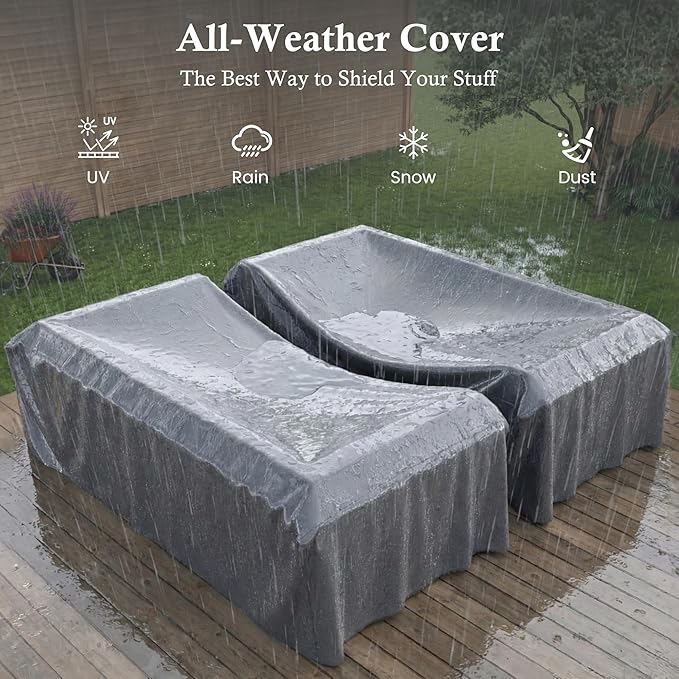Amopatio Patio Furniture Set, 5-Piece Wicker Outdoor Sectional Sofa with Swivel Rocker Chairs, Rattan Conversation Set with Storage Coffee Table and Waterproof Cover for Backyard, Brown/Grey