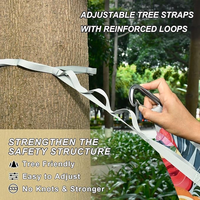Camping Hammock Outdoor Hammocks for Outside Pawpaw Fruits Flower Beach Trees Portable Lightweight with Pockets Tree Straps Indoor Small