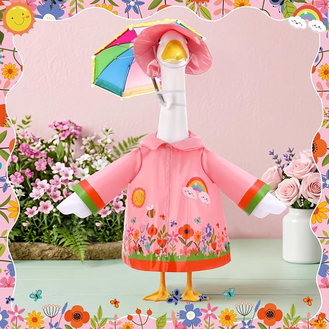 Porch Goose Outfit Summer Hawaiian Fishing Porch Goose Outfit Clothes Costume for 23 In Statue Garden Yard Decor